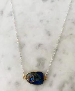 Wholesale 🔔 A Blonde and Her Bag Jewelry 👩 women Mrs. Parker Simple Chain Necklace in Silver Blue Mojave Copper Turquoise 🛒