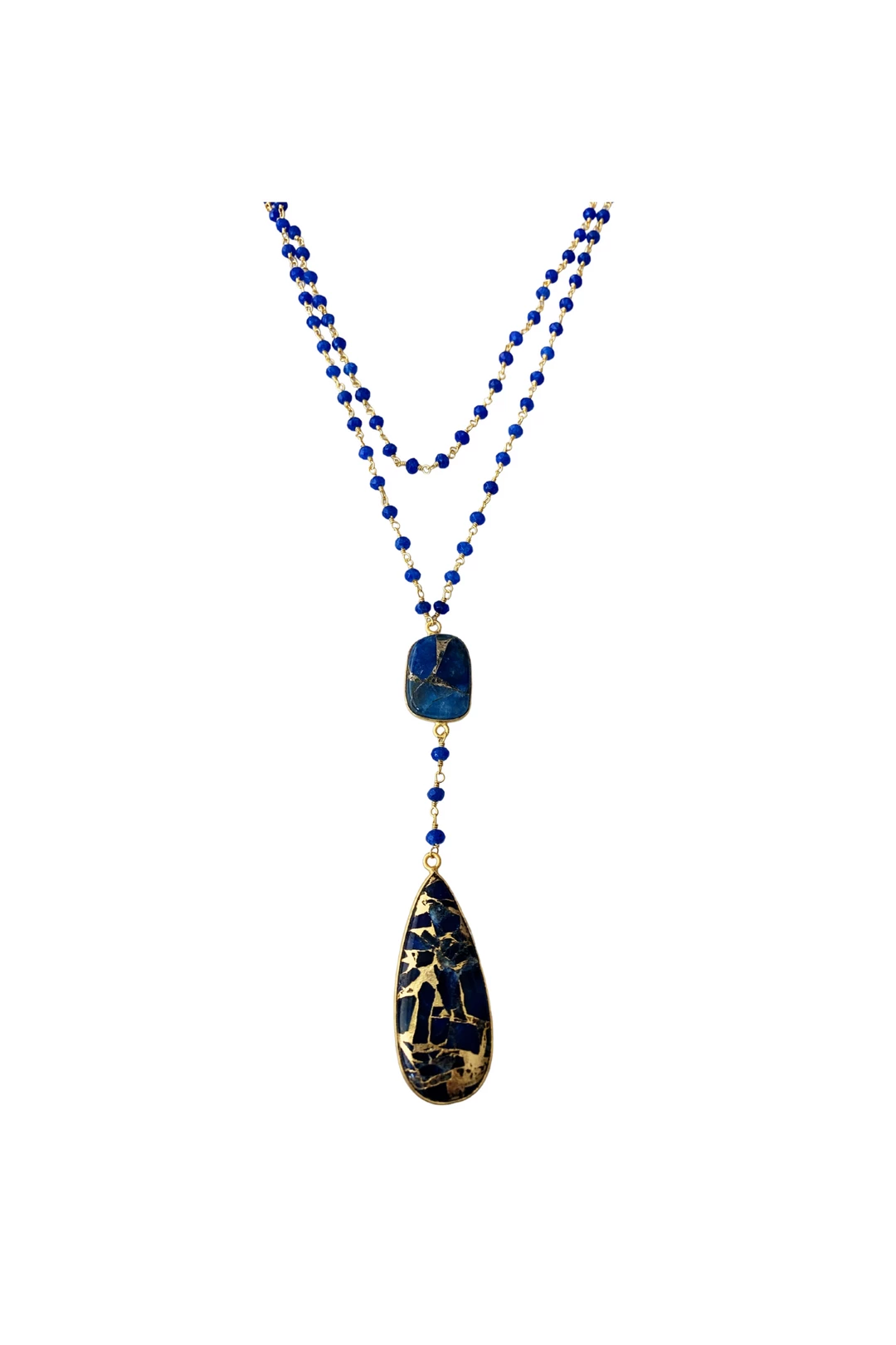 Buy β A Blonde and Her Bag Jewelry π© women Double Diana Denmark Necklace in Sapphire with Blue Mojave Copper Turquoise Drop π - Image 2