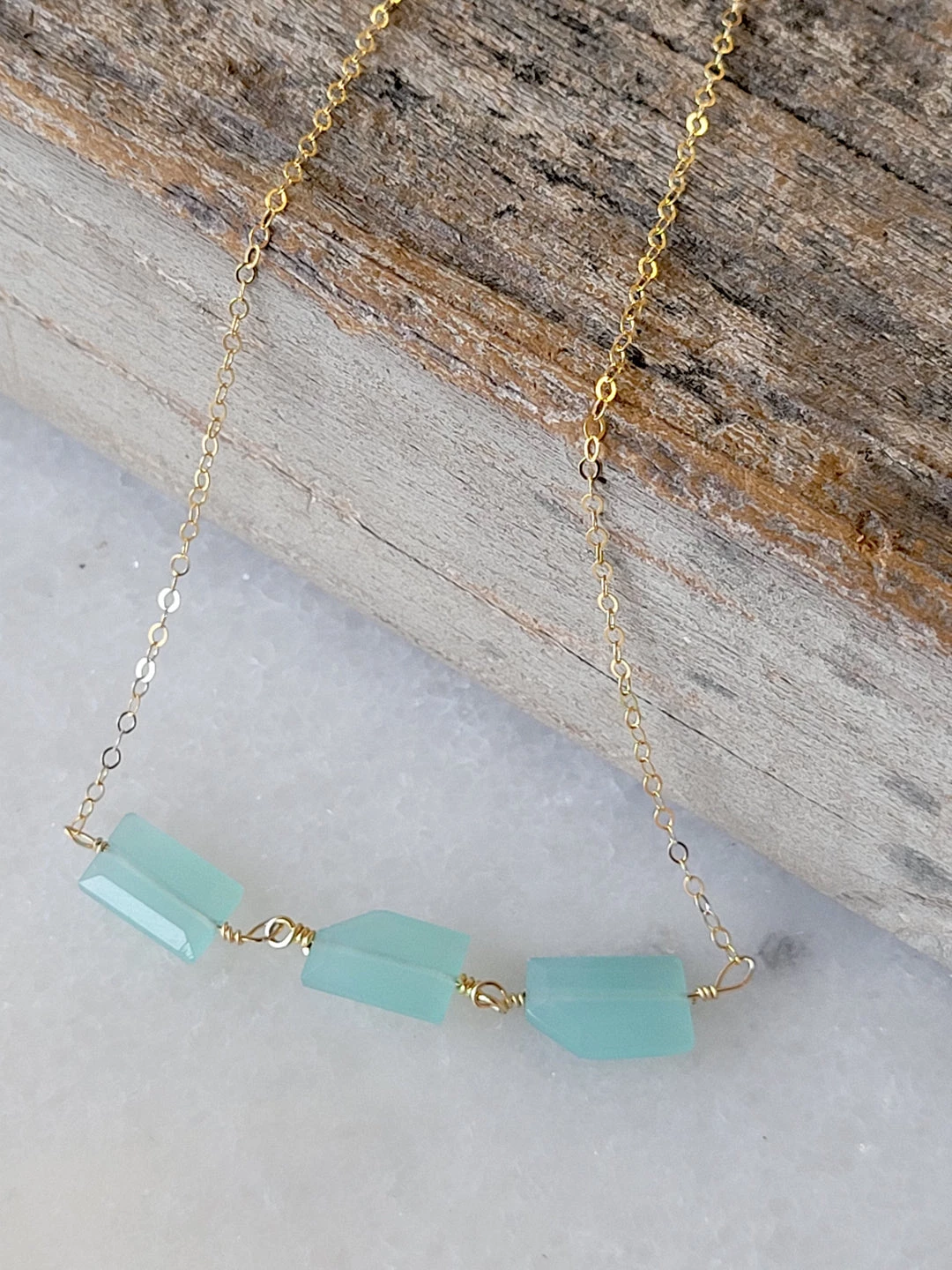 Best reviews of π A Blonde and Her Bag Jewelry π© women Baker Beach 3 Stone Necklace in Chalcedony β - Image 2