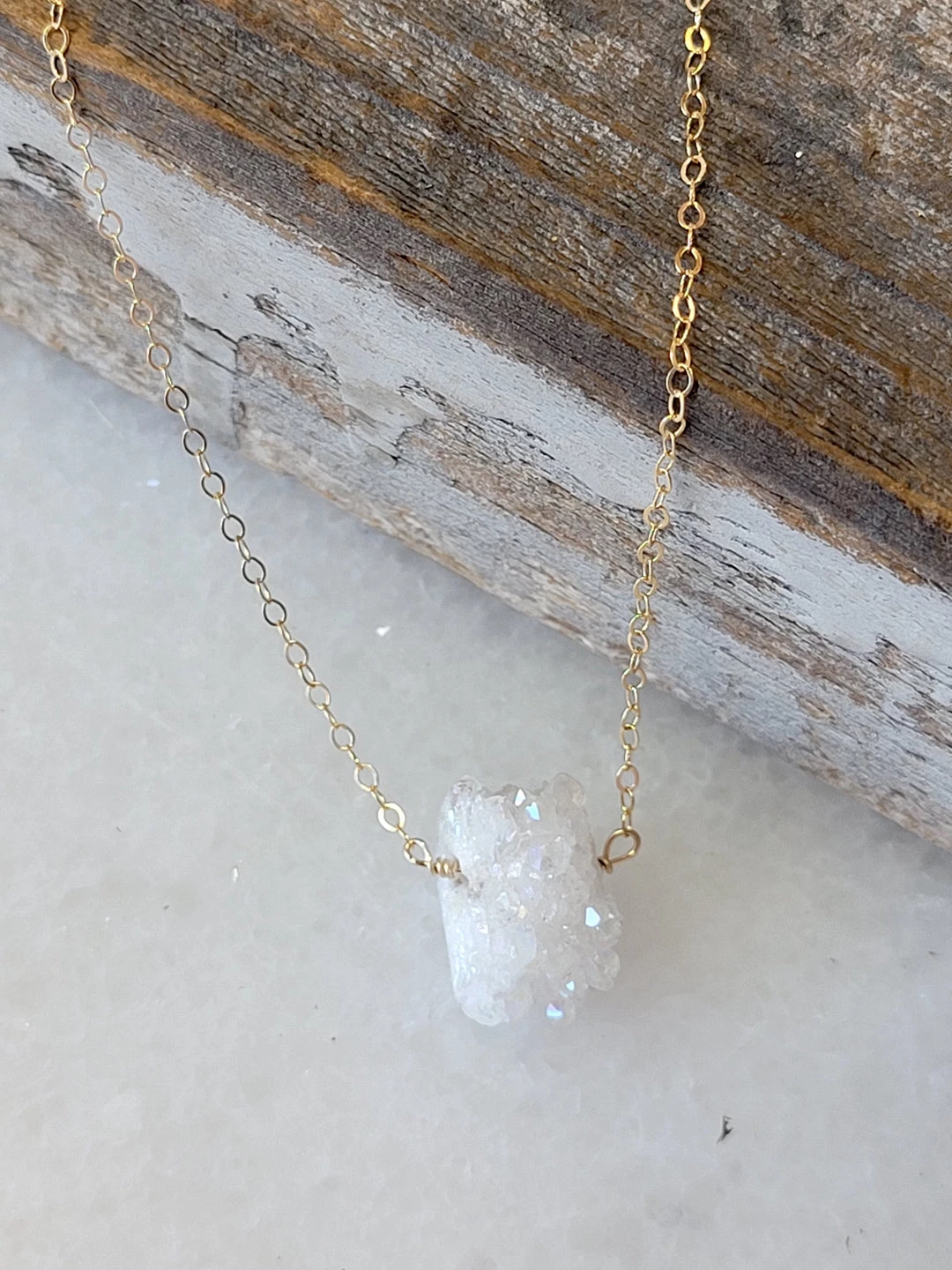 Wholesale π A Blonde and Her Bag Jewelry π© women White Stalactite Druzy Necklace in Gold β¨ - Image 2