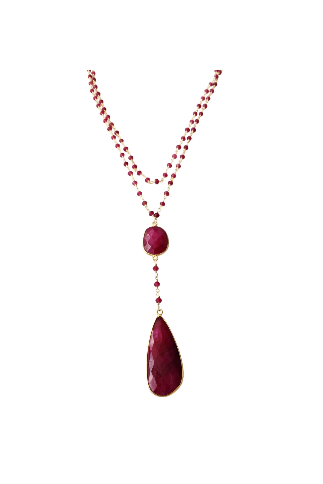 Best Pirce β A Blonde and Her Bag Jewelry π© women Double Diana Denmark Necklace in Ruby with Ruby Drop π - Image 2