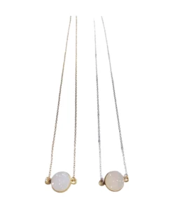 New 🔔 A Blonde and Her Bag Jewelry 👩 women Mrs. Parker Simple Chain Necklace in White Druzy 🔔