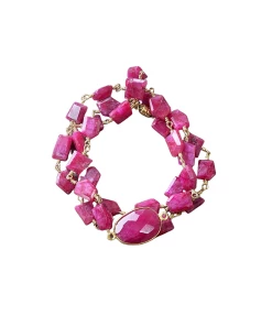 Wholesale 🛒 A Blonde and Her Bag Jewelry 👩 women Hana Wrap Bracelet/Necklace in Ruby - Chunky Stone ⌛