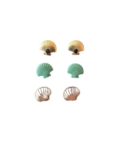 Flash Sale ⭐ A Blonde and Her Bag Jewelry 👩 women Clam Shell Stud Earring - Set of 3 👍