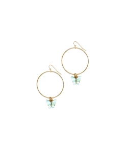 Budget 😍 A Blonde and Her Bag Jewelry 👩 women Blue Butterfly Charm Gold Hoop Earring 🛒