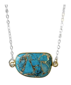 Brand new 🔥 A Blonde and Her Bag Jewelry 👩 women Mrs. Parker Necklace in Copper Turquoise - Brass Chain 💯