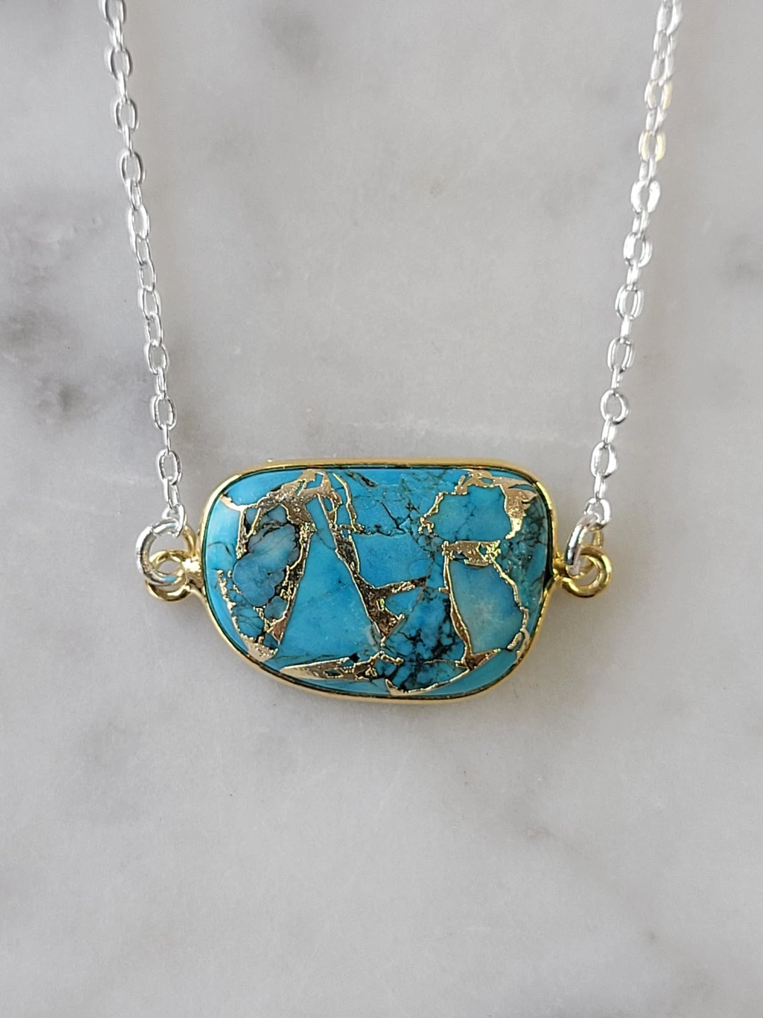 Brand new π₯ A Blonde and Her Bag Jewelry π© women Mrs. Parker Necklace in Copper Turquoise - Brass Chain π― - Image 3