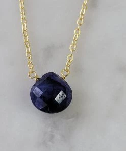 Wholesale โ๏ธ A Blonde and Her Bag Jewelry ๐ฉ women Stephanie Delicate Drop Necklace in Sapphire - Brass Chain โค๏ธ