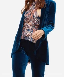 Best Sale 👍 Traffic People 👩 women Boyfriend Velvet Jacket in Blue 💯