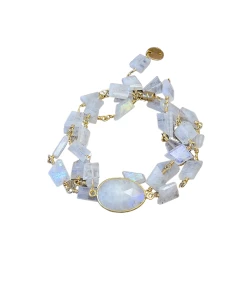 Cheapest 💯 A Blonde and Her Bag Jewelry 👩 women Hana Wrap Bracelet/Necklace in Moonstone - Chunky Stone 👍