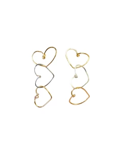 Best Pirce 😍 A Blonde and Her Bag Jewelry 👩 women Three Heart Drop Earring Gold Silver Gold 🎉