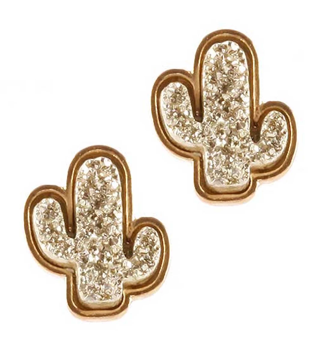 Top 10 ⭐ A Blonde and Her Bag Jewelry 👩 women Iridescent Champagne Druzy Cactus Earring in Gold 👍 - Image 4