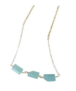 Best reviews of 🎁 A Blonde and Her Bag Jewelry 👩 women Baker Beach 3 Stone Necklace in Chalcedony ⌛