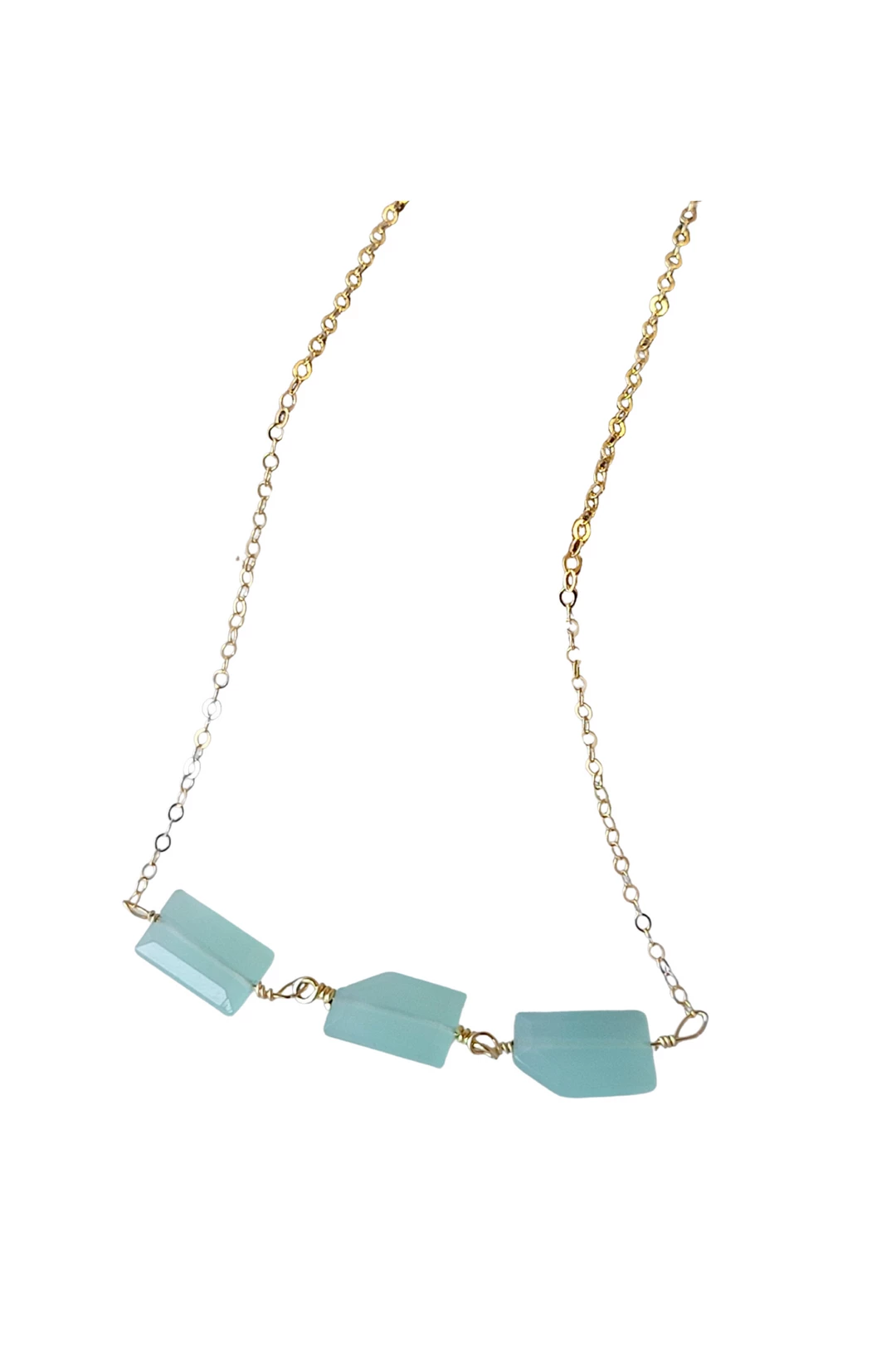 Best reviews of π A Blonde and Her Bag Jewelry π© women Baker Beach 3 Stone Necklace in Chalcedony β