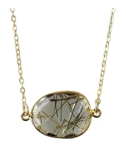 Wholesale 😀 A Blonde and Her Bag Jewelry 👩 women Mrs. Parker Necklace in Gold Rutilated Quartz - Brass Chain 😉