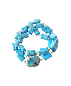 Best deal 🌟 A Blonde and Her Bag Jewelry 👩 women Hana Wrap Bracelet/Necklace in Turquoise - Chunky Stone 😉