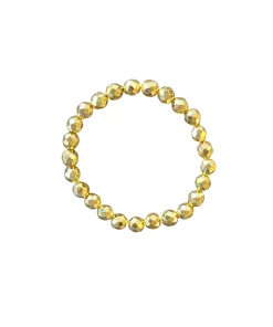 Wholesale 🥰 A Blonde and Her Bag Jewelry 👩 women Spherical Gold Hematite Beaded Stretch Bracelet 🔔