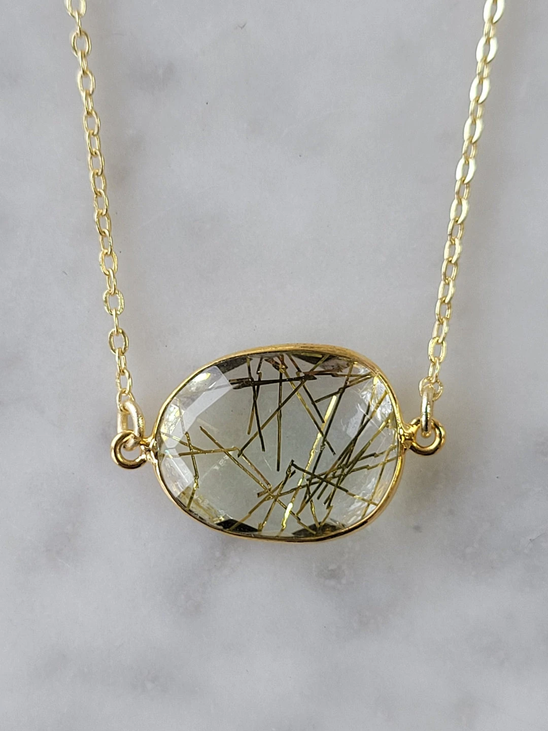 Wholesale π A Blonde and Her Bag Jewelry π© women Mrs. Parker Necklace in Gold Rutilated Quartz - Brass Chain π - Image 2