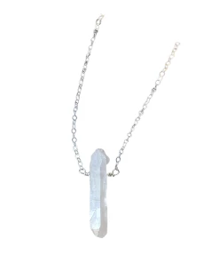 Best Pirce 😀 A Blonde and Her Bag Jewelry 👩 women Single Raw Rainbow Quartz Crystal Pendant Necklace in Silver ✔️