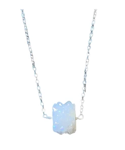Wholesale ๐ A Blonde and Her Bag Jewelry ๐ฉ women White Stalactite Druzy Necklace in Silver โค๏ธ