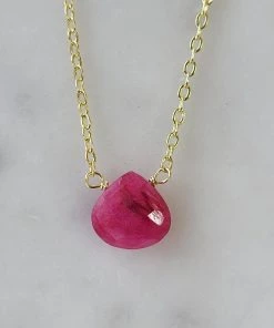 Cheap 👍 A Blonde and Her Bag Jewelry 👩 women Stephanie Delicate Drop Necklace in Ruby - Brass Chain ⌛
