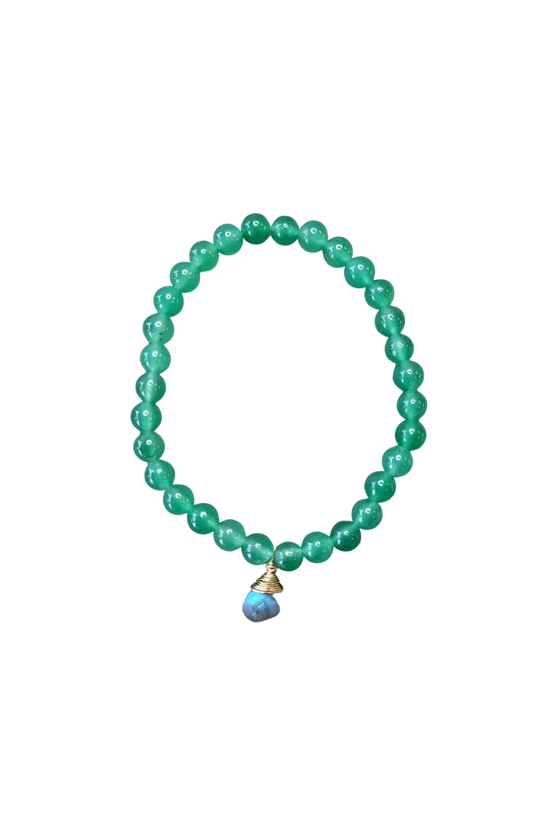 Wholesale β€οΈ A Blonde and Her Bag Jewelry π© women Avanturine Stretch Bracelet with Hand-Wrapped Labradorite in Gold π