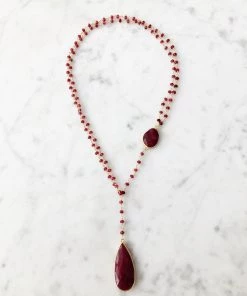 New ✨ A Blonde and Her Bag Jewelry 👩 women Diana Montecito Necklace in Ruby with Ruby Drop 🎁