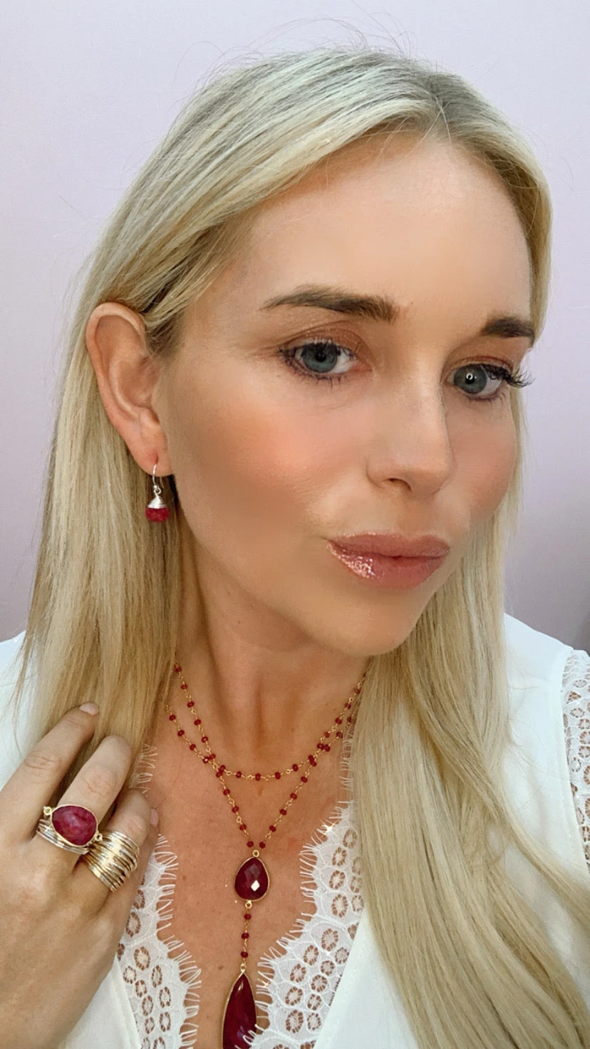 Best Pirce β A Blonde and Her Bag Jewelry π© women Double Diana Denmark Necklace in Ruby with Ruby Drop π - Image 3