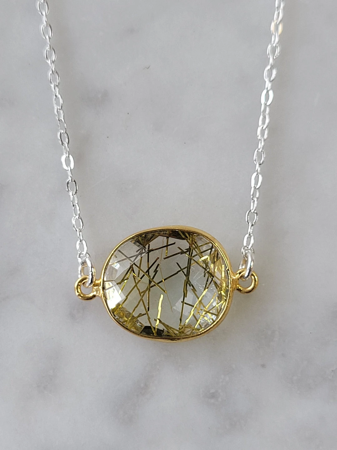 Wholesale π A Blonde and Her Bag Jewelry π© women Mrs. Parker Necklace in Gold Rutilated Quartz - Brass Chain π - Image 3