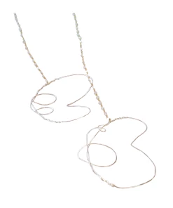 Buy 🥰 A Blonde and Her Bag Jewelry 👩 women Lariat Necklace in Moonstone with Silver Hearts 🤩