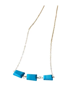 Cheap ⌛ A Blonde and Her Bag Jewelry 👩 women Baker Beach 3 Stone Necklace in Turquoise 🎉