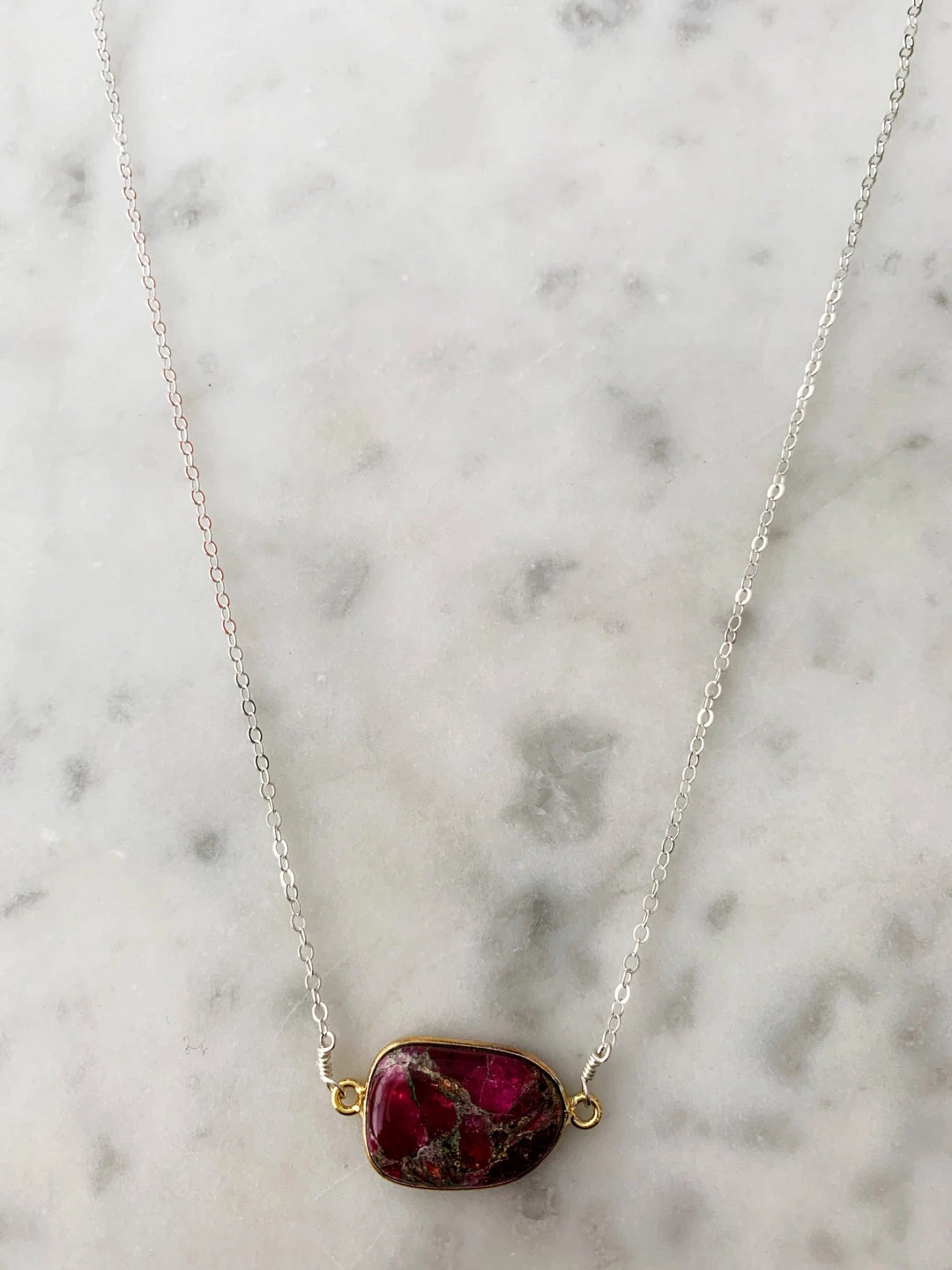 Hot Sale π A Blonde and Her Bag Jewelry π© women Mrs. Parker Simple Chain Silver Necklace in Red Mojave Copper Turquoise π