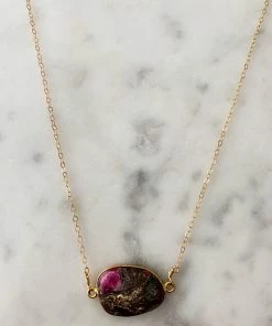 Wholesale ๐ A Blonde and Her Bag Jewelry ๐ฉ women Mrs. Parker Simple Chain Gold Necklace in Red Mojave Copper Turquoise ๐