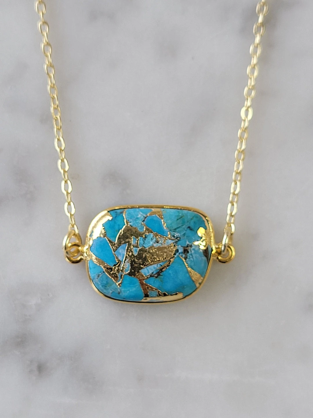 Brand new π₯ A Blonde and Her Bag Jewelry π© women Mrs. Parker Necklace in Copper Turquoise - Brass Chain π― - Image 2