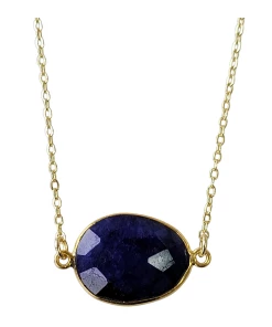 Coupon 👏 A Blonde and Her Bag Jewelry 👩 women Mrs. Parker Necklace in Sapphire - Brass Chain 😍