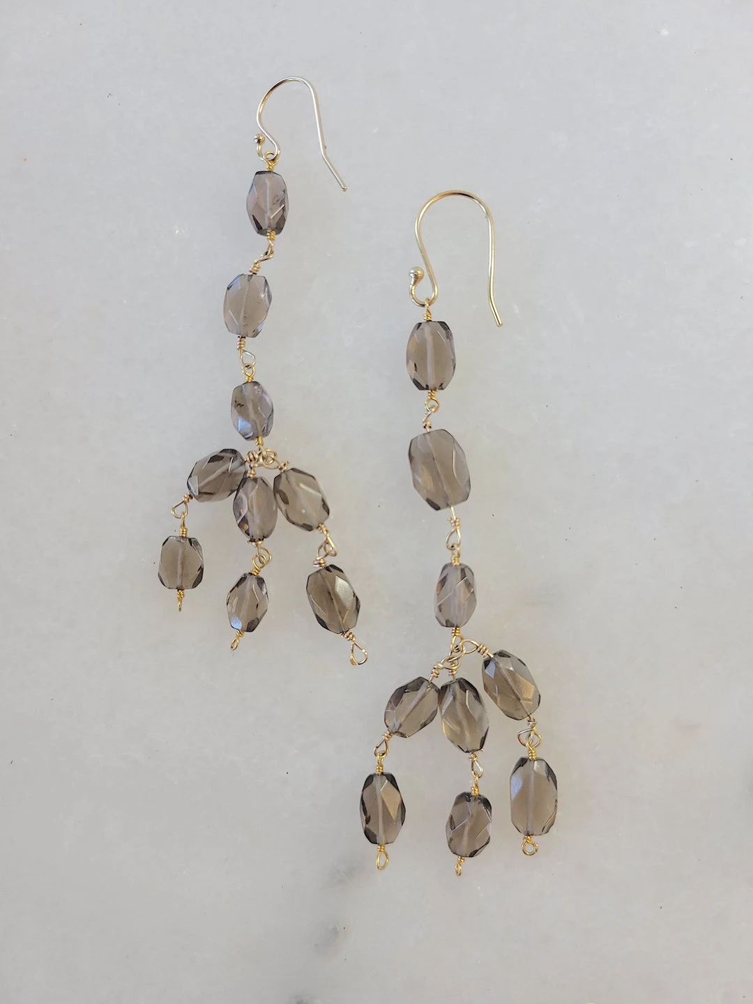 Best Pirce ๐งจ A Blonde and Her Bag Jewelry ๐ฉ women Smoky Quartz 3 Tier Drop Earrings โ - Image 2