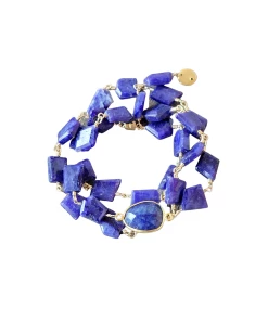 Buy 👍 A Blonde and Her Bag Jewelry 👩 women Hana Wrap Bracelet/Necklace in Sapphire - Chunky Stone 😉