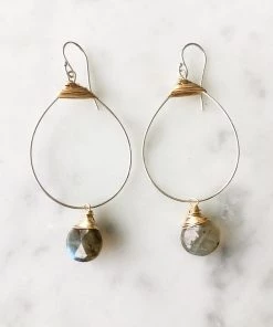 Best reviews of 😀 A Blonde and Her Bag Jewelry 👩 women Small Featherweight Earring with Labradorite Drop 🔥