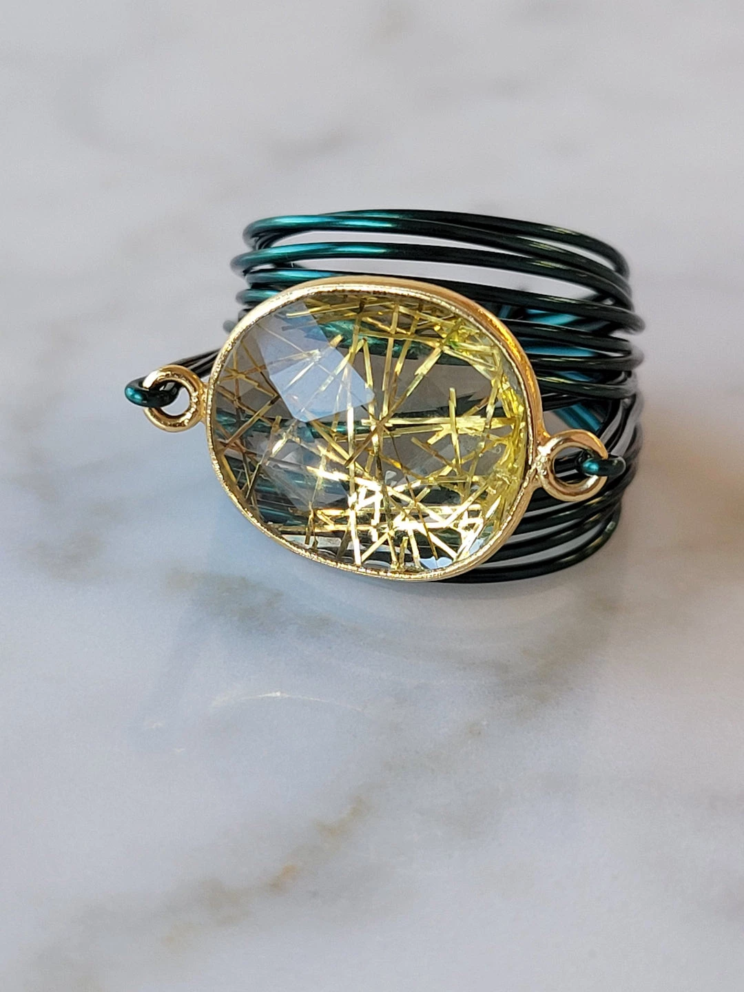 Top 10 π€© A Blonde and Her Bag Jewelry π© women Torrey Ring in Green with Golden Rutilated Quartz π - Image 2